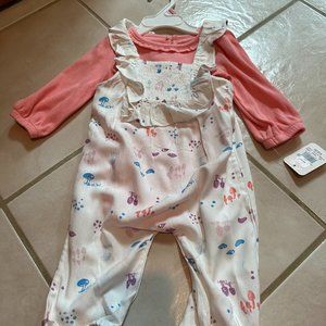 LULLABY 2 PIECE PINK SHIRT AND JUMPER SET SIZE 6-9MO #K107